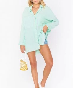 Show Me Your Mumu Johns Button Down Shirt ~ Green Melon New Mu