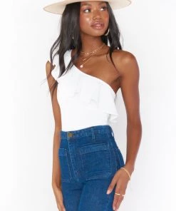 Show Me Your Mumu Ophelia Ruffle Bodysuit ~ Bone Stretch