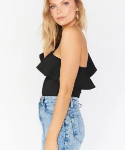 Show Me Your Mumu Ophelia Ruffle Bodysuit ~ Black Stretch New Mu