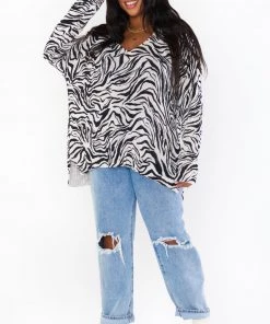 Show Me Your Mumu Sweaters Hug Me Sweater ~ Coconut Zebra Knit