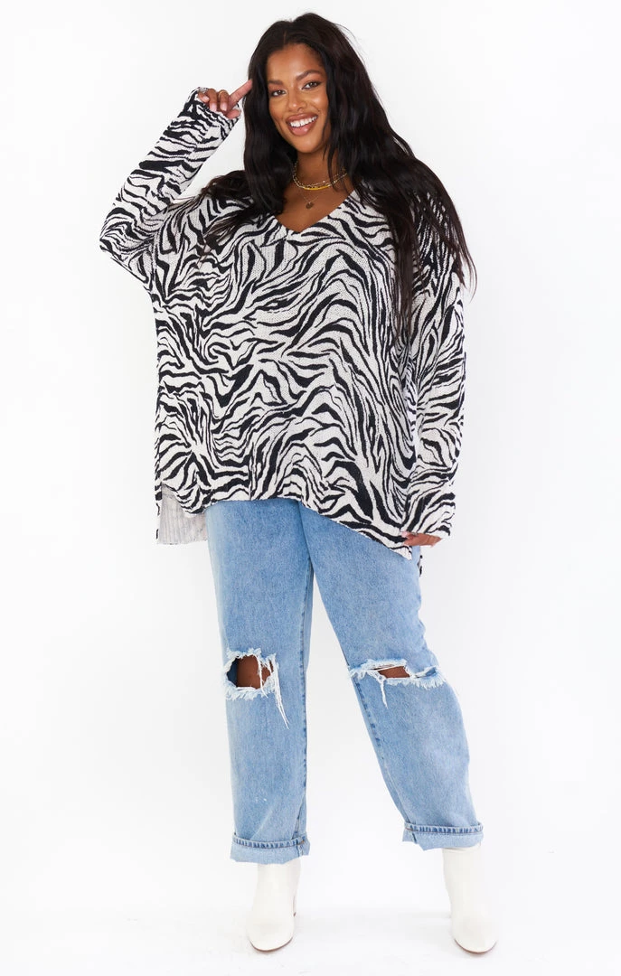 Show Me Your Mumu Sweaters Hug Me Sweater ~ Coconut Zebra Knit 3 Show Me Your Mumu Sweaters Hug Me Sweater ~ Coconut Zebra Knit