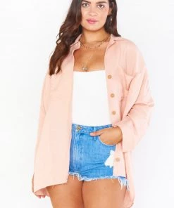 Show Me Your Mumu Johns Button Down Shirt ~ Pink Linen New Mu