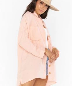 Show Me Your Mumu Johns Button Down Shirt ~ Pink Linen New Mu