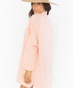 Show Me Your Mumu Johns Button Down Shirt ~ Pink Linen New Mu