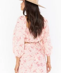 Show Me Your Mumu Tops Claudia Crop Top ~ Pink Majestic Palm