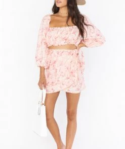Show Me Your Mumu Iva Wrap Skirt ~ Pink Majestic Palm Bottoms