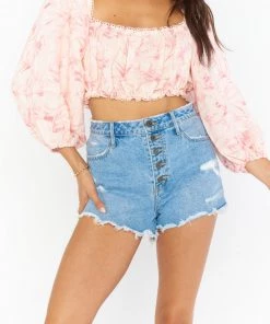 Show Me Your Mumu Tops Claudia Crop Top ~ Pink Majestic Palm