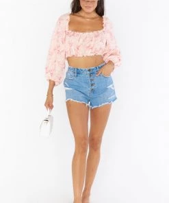 Show Me Your Mumu Tops Claudia Crop Top ~ Pink Majestic Palm
