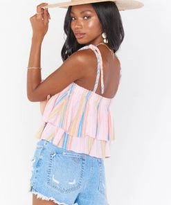 Show Me Your Mumu New Mu Klum Ruffle Top ~ Paradise Stripe