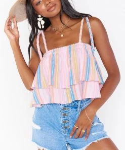Show Me Your Mumu New Mu Klum Ruffle Top ~ Paradise Stripe