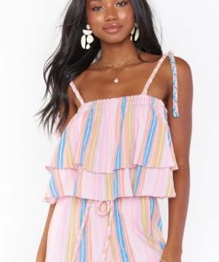 Show Me Your Mumu New Mu Klum Ruffle Top ~ Paradise Stripe