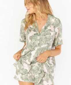Show Me Your Mumu Sunday Morning Sleep Set ~ Green Majestic Palm New Mu