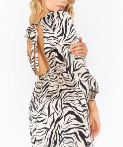 Show Me Your Mumu Social Mini Dress ~ Coconut Zebra Satin Dresses