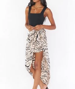 Show Me Your Mumu Wrap Me Up Skirt ~ Coconut Zebra Satin New Mu