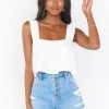 Show Me Your Mumu Tara Crop Top ~ White Linen