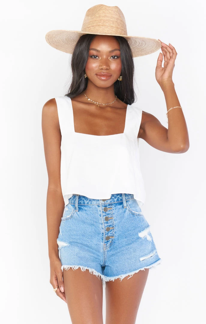 Show Me Your Mumu Tara Crop Top ~ White Linen 3 Show Me Your Mumu Tara Crop Top ~ White Linen