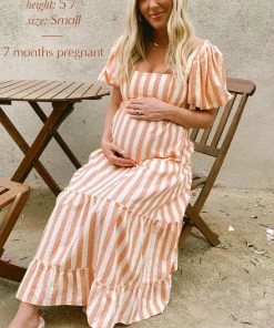 Show Me Your Mumu Linds Midi Dress ~ Dreamsicle Stripe Linen
