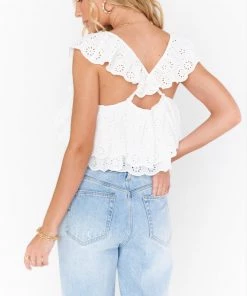 Show Me Your Mumu New Mu Girly Top ~ White Eyelet