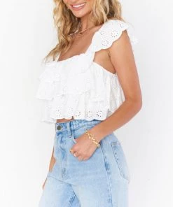 Show Me Your Mumu New Mu Girly Top ~ White Eyelet