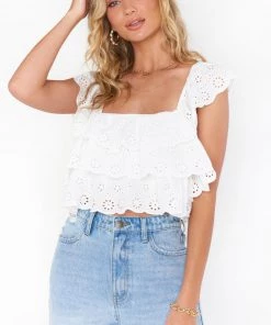 Show Me Your Mumu New Mu Girly Top ~ White Eyelet