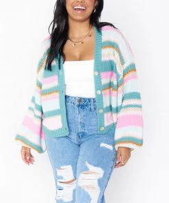 Show Me Your Mumu Good Karma Cardi ~ Sherbert Stripe Knit New Mu