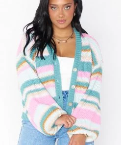Show Me Your Mumu Good Karma Cardi ~ Sherbert Stripe Knit New Mu