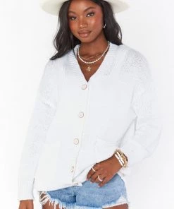 Show Me Your Mumu New Mu Callie Cardigan ~ Bright White Knit