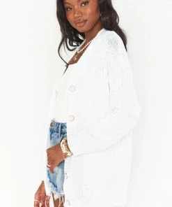 Show Me Your Mumu New Mu Callie Cardigan ~ Bright White Knit