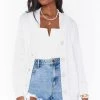 Show Me Your Mumu New Mu Callie Cardigan ~ Bright White Knit