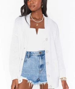Show Me Your Mumu New Mu Callie Cardigan ~ Bright White Knit