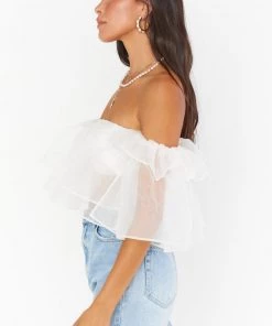 Show Me Your Mumu Rossella Ruffle Top ~ White Organza