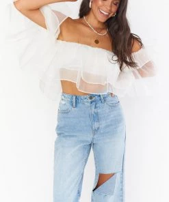 Show Me Your Mumu Rossella Ruffle Top ~ White Organza