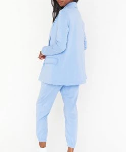 Show Me Your Mumu New Mu Lazy Chic Blazer ~ Periwinkle Knit