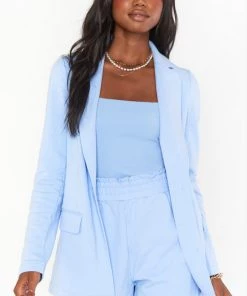 Show Me Your Mumu New Mu Lazy Chic Blazer ~ Periwinkle Knit