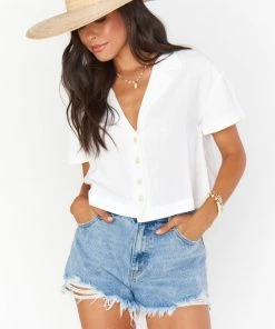 Show Me Your Mumu New Mu Campbell Top ~ White Linen
