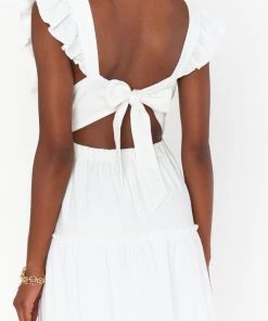 Show Me Your Mumu Lovely Midi Dress ~ White Linen