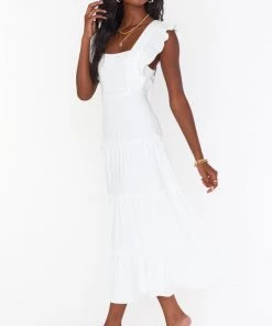 Show Me Your Mumu Lovely Midi Dress ~ White Linen