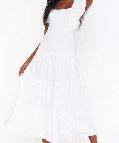 Show Me Your Mumu Lovely Midi Dress ~ White Linen