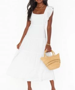 Show Me Your Mumu Lovely Midi Dress ~ White Linen