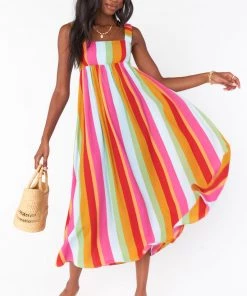Show Me Your Mumu Fling Midi Dress ~ Getaway Stripe New Mu