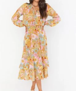 Show Me Your Mumu Cait Midi Dress ~ Groovy Blooms
