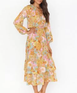 Show Me Your Mumu Cait Midi Dress ~ Groovy Blooms