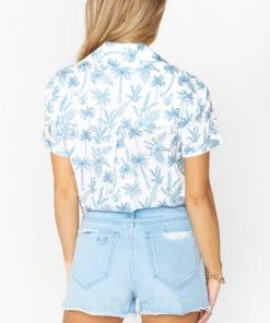 Show Me Your Mumu Mikey Button Up ~ Blue Lagoon Palm