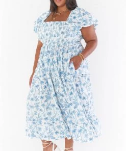 Show Me Your Mumu Norma Midi Dress ~ Blue Lagoon Palm New Mu
