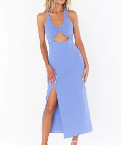 Show Me Your Mumu Luca Midi Dress ~ Periwinkle Stretch New Mu