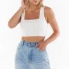 Show Me Your Mumu New Mu Ansley Crop Top ~ White Stretch