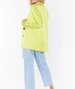 Show Me Your Mumu New Mu Felix Blazer ~ Citrine Luxe Satin