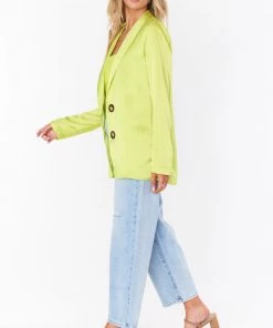 Show Me Your Mumu New Mu Felix Blazer ~ Citrine Luxe Satin