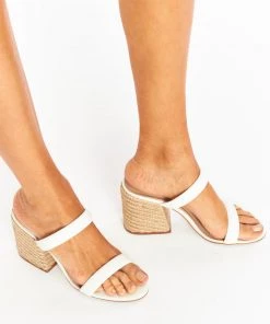 Show Me Your Mumu Steve Madden Marcella Block Heels ~ White/Natural