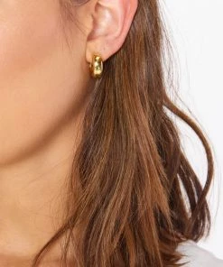 Show Me Your Mumu New Mu Luv AJ Monaco Huggie Earrings ~ Gold